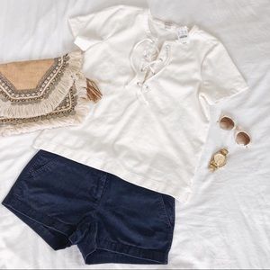 White Lace-Up Tee
